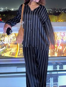 Pinstripe Button-Up Shirt &amp; Pants Set