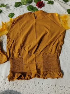 Mustard Floral Sleeve Top