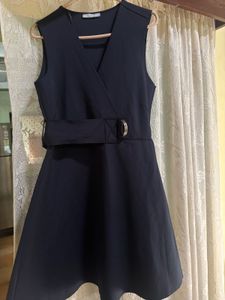 Sleeveless Zara Navy Blue Wrap Dress