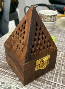 Pyramid Shape Wooden Incense Box