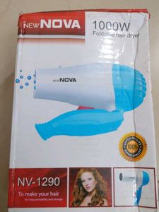 Compact Blue &amp; White Hair Dryer