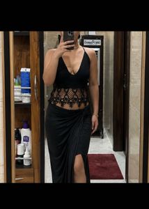 Black Lace Halter Neck Crop Top