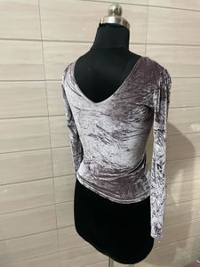 Y2K Velvet V-Neck Long Sleeve Top