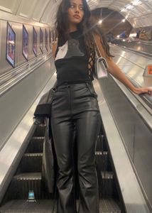Shiny Black Faux Leather Pants