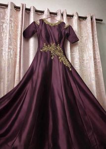 burgundy Embroidered Ethnic padded Gown