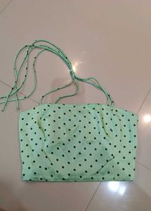 Polka Dot Halter Neck Crop Top