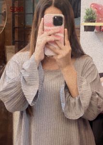 Gray Long Sleeve Top