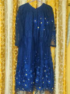 2 dresses Blue embroidery dress &amp; Cheetah print dr