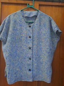 Blue Abstract Print Top