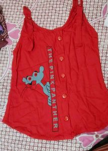 Red Sleeveless Tie-Up Top