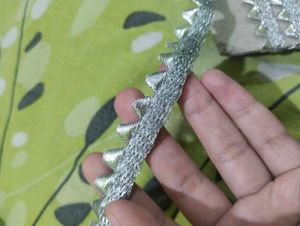 2 Silver Embellished Lace Trim