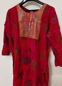 Vibrant Pink Embroidered Kurta