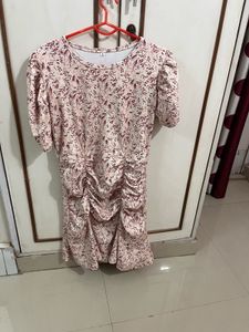 Floral Ruched Puff Sleeve Mini Dress
