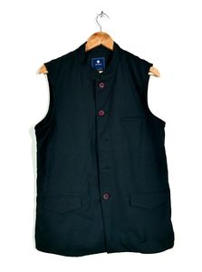 Black Half Sleeved Coat (Men)
