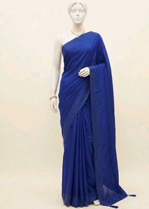 Elegant Royal Blue Saree with Embellished Border
