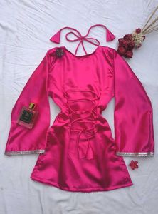 Hot pink Dori neck corset kurti 🩷