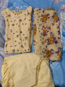 embroidered cream colour salvar suit