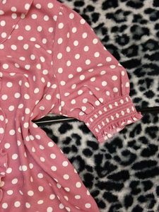 Chic Pink Polka Dot Blouse