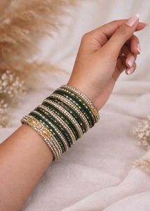Green & Golden Bangle Set