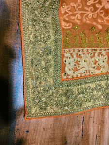 embroidered zardosi heavy saree with blouse