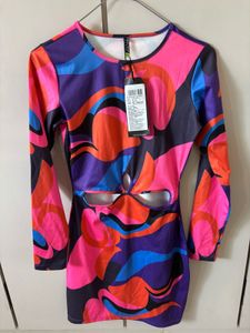 Patterned Cutout Mini Dress