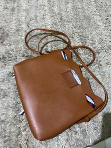 Stylish Light Blue Bucket Bag with Scarf