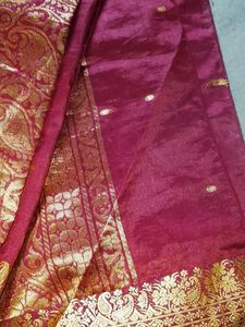 new women trendy Saree 🧿 Elegant Red &amp; Gold