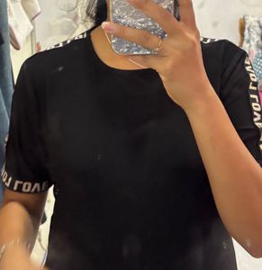 Black T-Shirt with Logo Detail