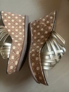 stock clearance catwalk gold wedges