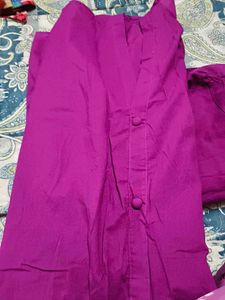 Elegant Purple Kurta with Embellished Neckline
