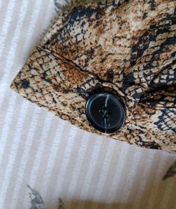 Snakeskin Print Button-Down Dress