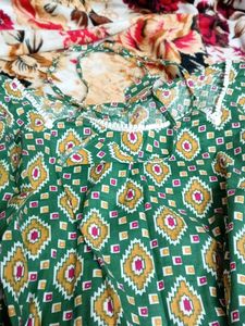 Green Printed Short Kurti