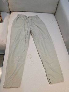 Casual Beige Elastic Waist Pants