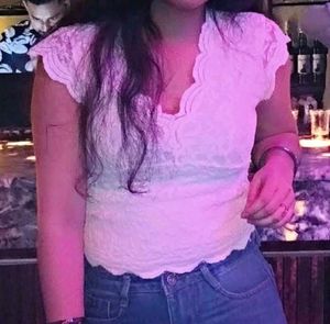 White Lace Cap Sleeve Top