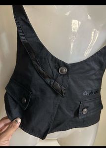 Black Halter Neck Vest Top