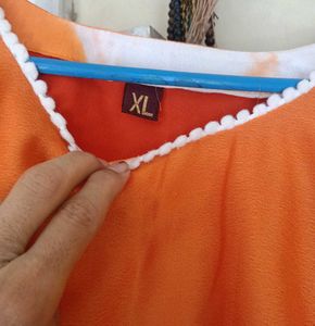 Vibrant Orange Tie-Dye Kurta