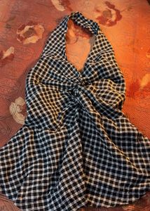 Black & White Gingham Halter Top