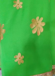 Vibrant Green Embroidered Saree
