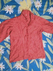 Chic Red Button-Up Shirt