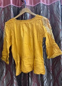 Yellow Off-Shoulder Lace Top