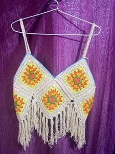 Boho Crochet Fringe Crop Top