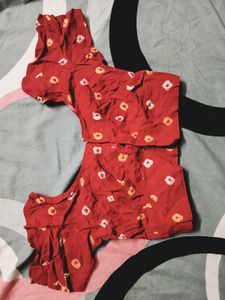 Red Bandhani Print Blouse