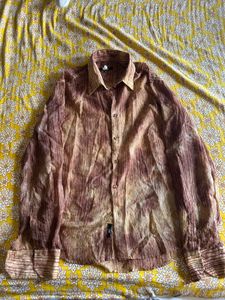 Crinkle Sheer Button-Up Shirt | XL