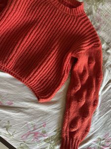 Coral Knit Mock Neck Sweater