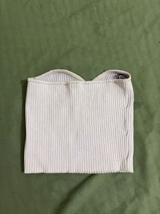 Lavender Ribbed Strapless Crop Top