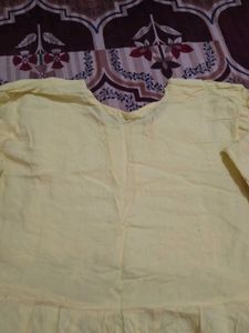 Yellow Kurta with Sequins and Lace