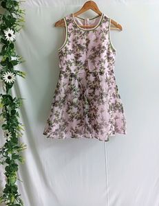 Vintage Floral Opaque Organza Dress