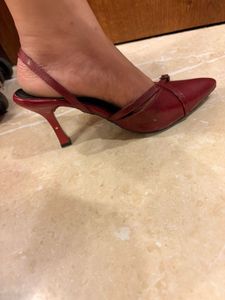 Red Patent Slingback Heels