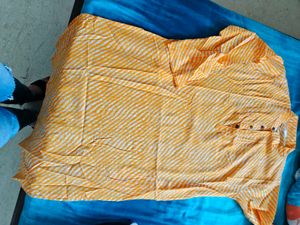 Vibrant Orange Striped Kurta