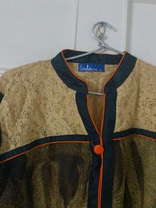 Georgette Brown Black  Orange Lining